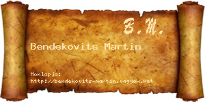 Bendekovits Martin névjegykártya